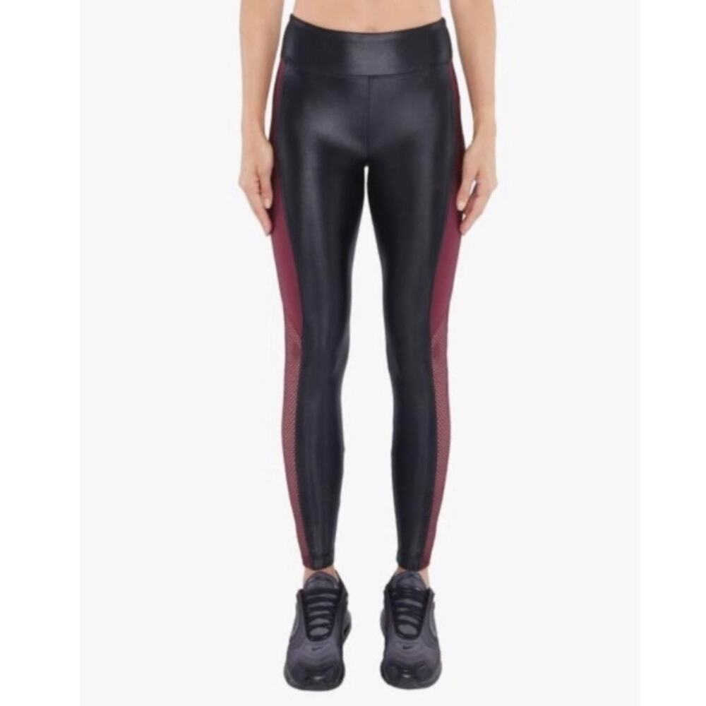 K-Deer Black&Red Shimmer Full Length Leggings Sz.L